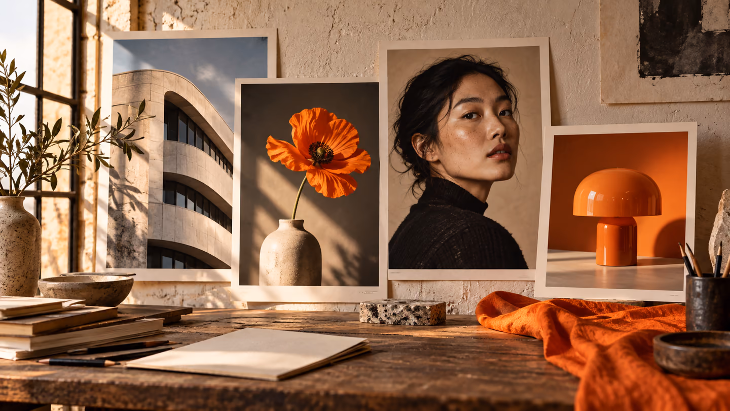 Art-directed mood board combining illustrated scenes and photographic studies.