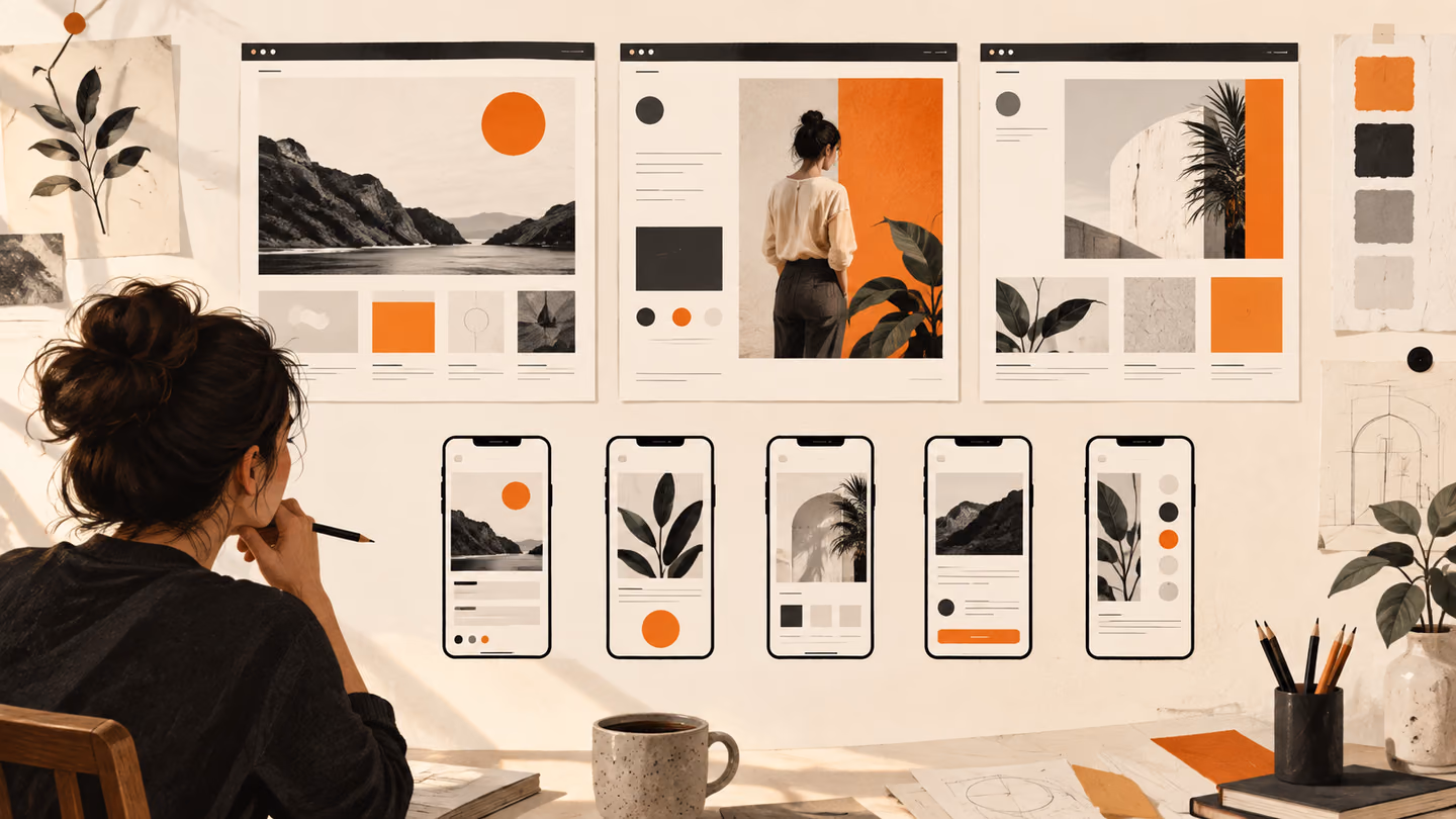 Responsive website wireframes laid out for desktop and mobile.